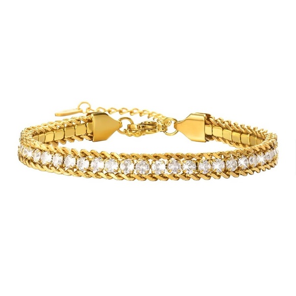 18K Gold Plated - Cubic Zirconia bracelet - Picture 2 of 6